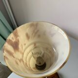 Ancienne lampe art déco en bois, verre et chrome