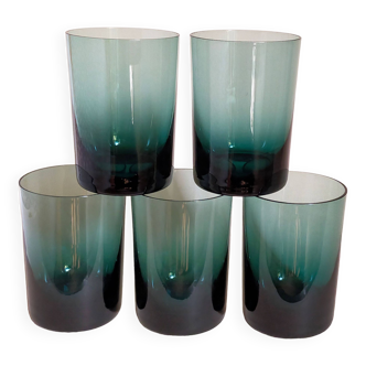 Five vintage blown glass cups