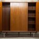 Wardrobe 1970 teak 4 doors half wardrobe half shelf 182 cm