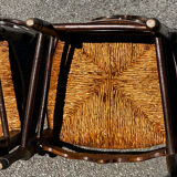 Set of 4 Louis XV straw chairs – solid wood – curved backrest