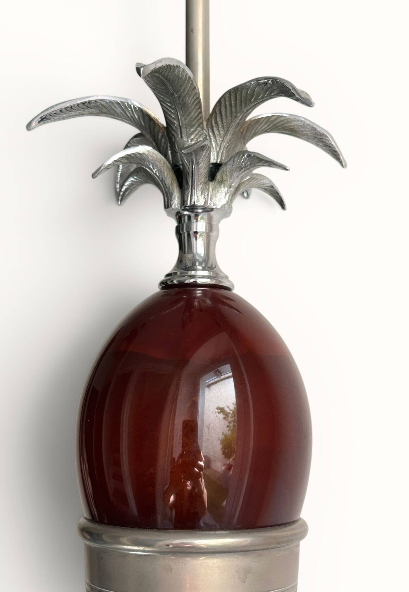 Pineapple lamp in chrome and amber Bakelite, style of Maison Charles - 1970.