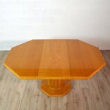 Octagonal dining table with wood and bamboo extension 1980s