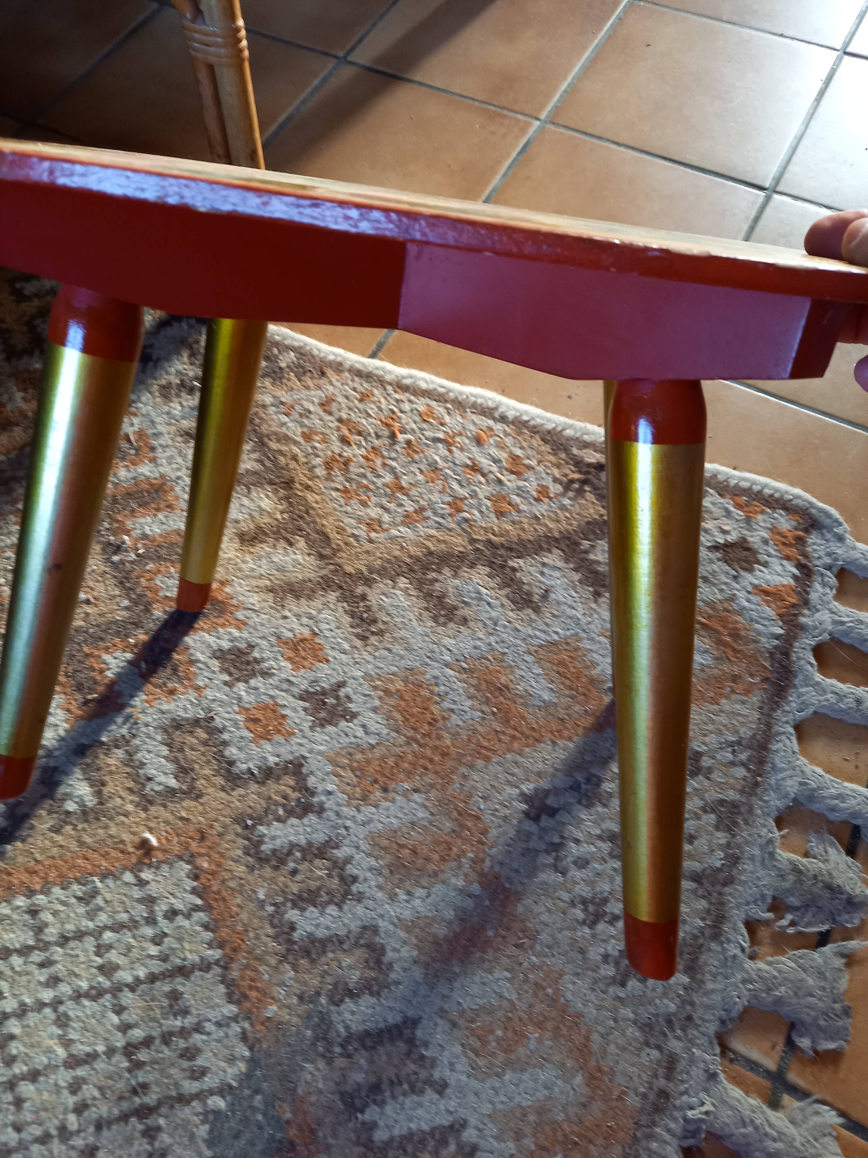 Old gilded wooden stool decorated vintage Russian craftsmanship