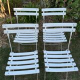 Set of 4 vintage folding chairs in metal and wood