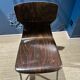 Set of 8 wenge wood chairs and gray green steel