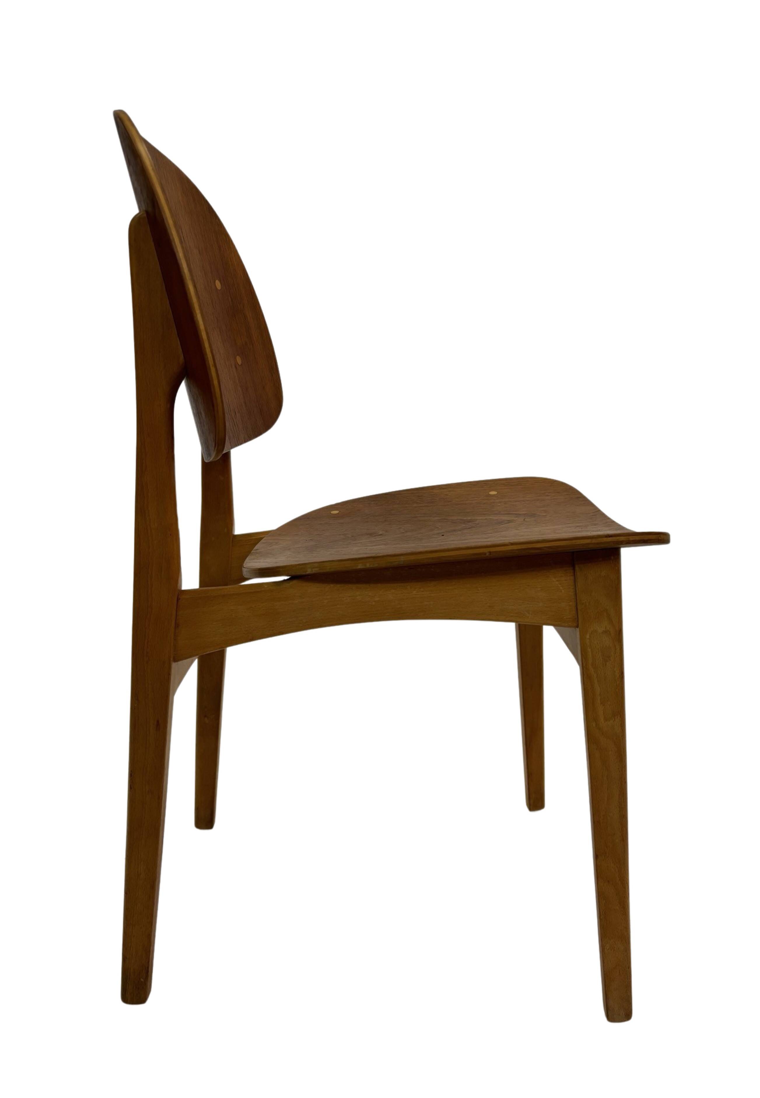 Vintage dining room chair Scandinavian 1960s plywood and teak design