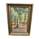 Framed watercolor trees in autumn dated 1943