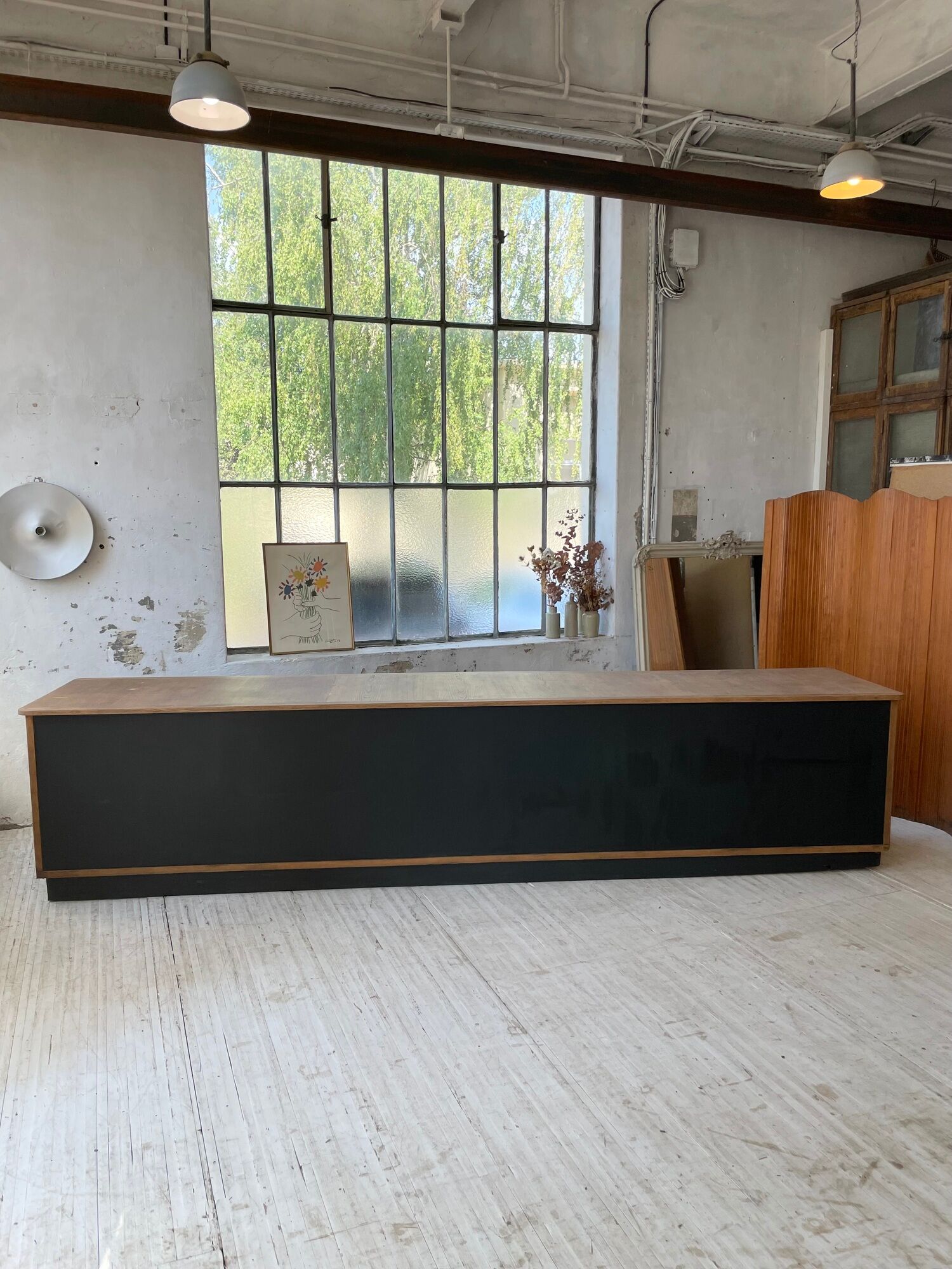 Two-sided counter sliding doors oak XXL 4m enfilade