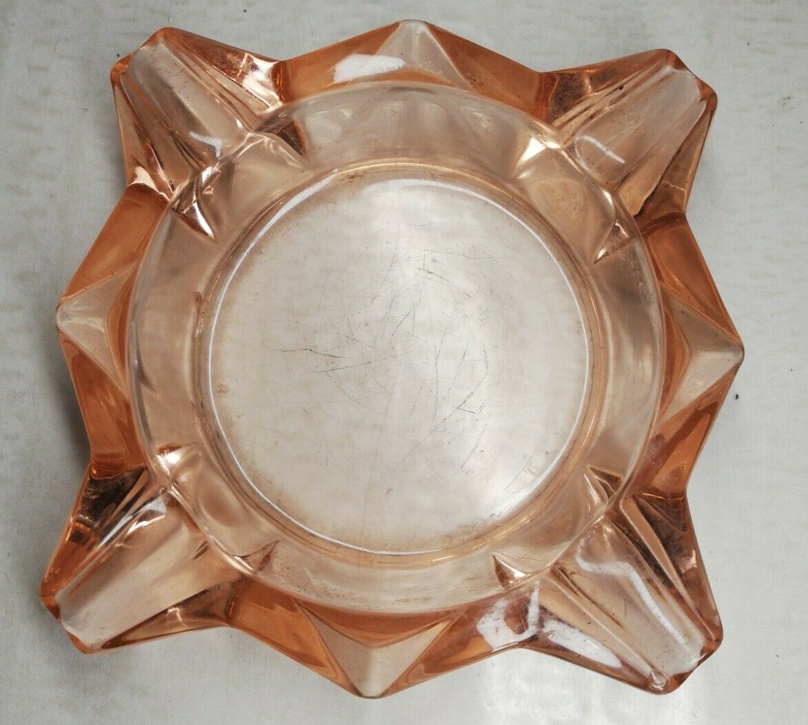 Pink glass ashtray