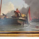 Large canvas, naval combat scene, post-revolutionary