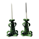 Lot of woven ceramic candle holders in green Vallauris.
