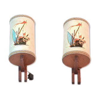 Pair of caravel appliques
