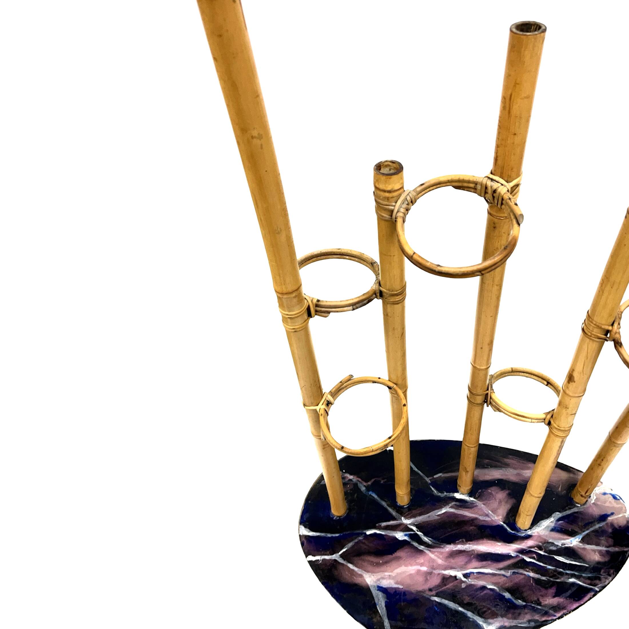 Mid-Century Modern Plant Stand – Europe, 1960s-1970s, Bamboo & Artistic