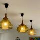 Trio of 3 glass chandelier suspensions GDR 1970 Veb Narva