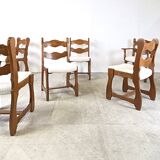 Vintage brutalist dining chairs, set of 8 - 1960s