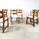 Vintage brutalist dining chairs, set of 8 - 1960s