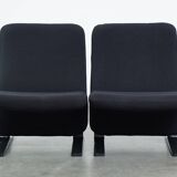Set of 2 comfortable black vintage design armchairs