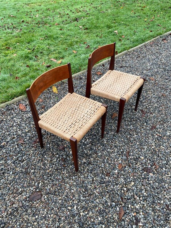 Paire de chaises vintage minimalistes ''Pia'' de Poul Cadovius pour Royal Persiennen, Danemark