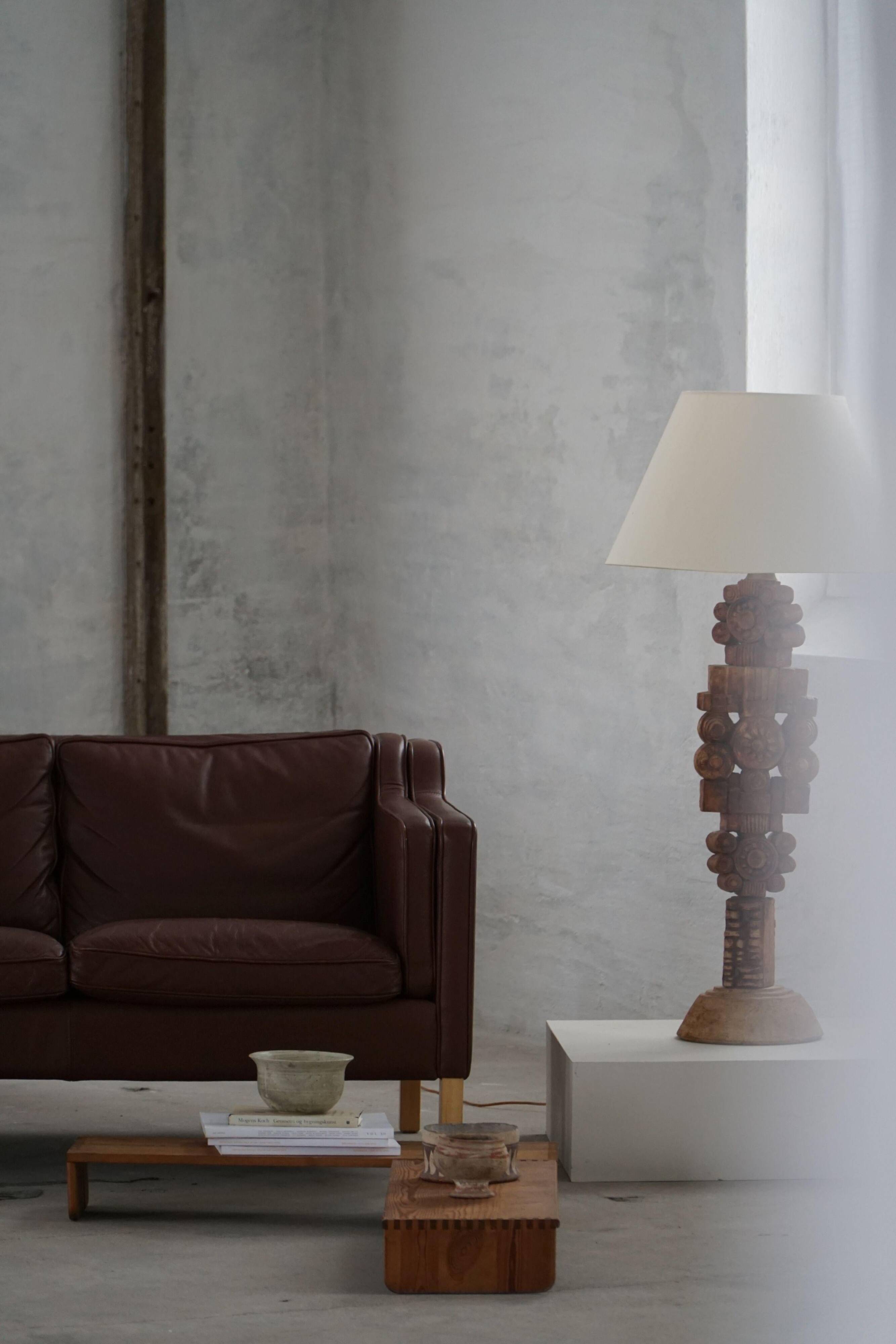 Stouby Møbelfabrik, two-seater sofa in mid-century style in brown leather, 1970s.