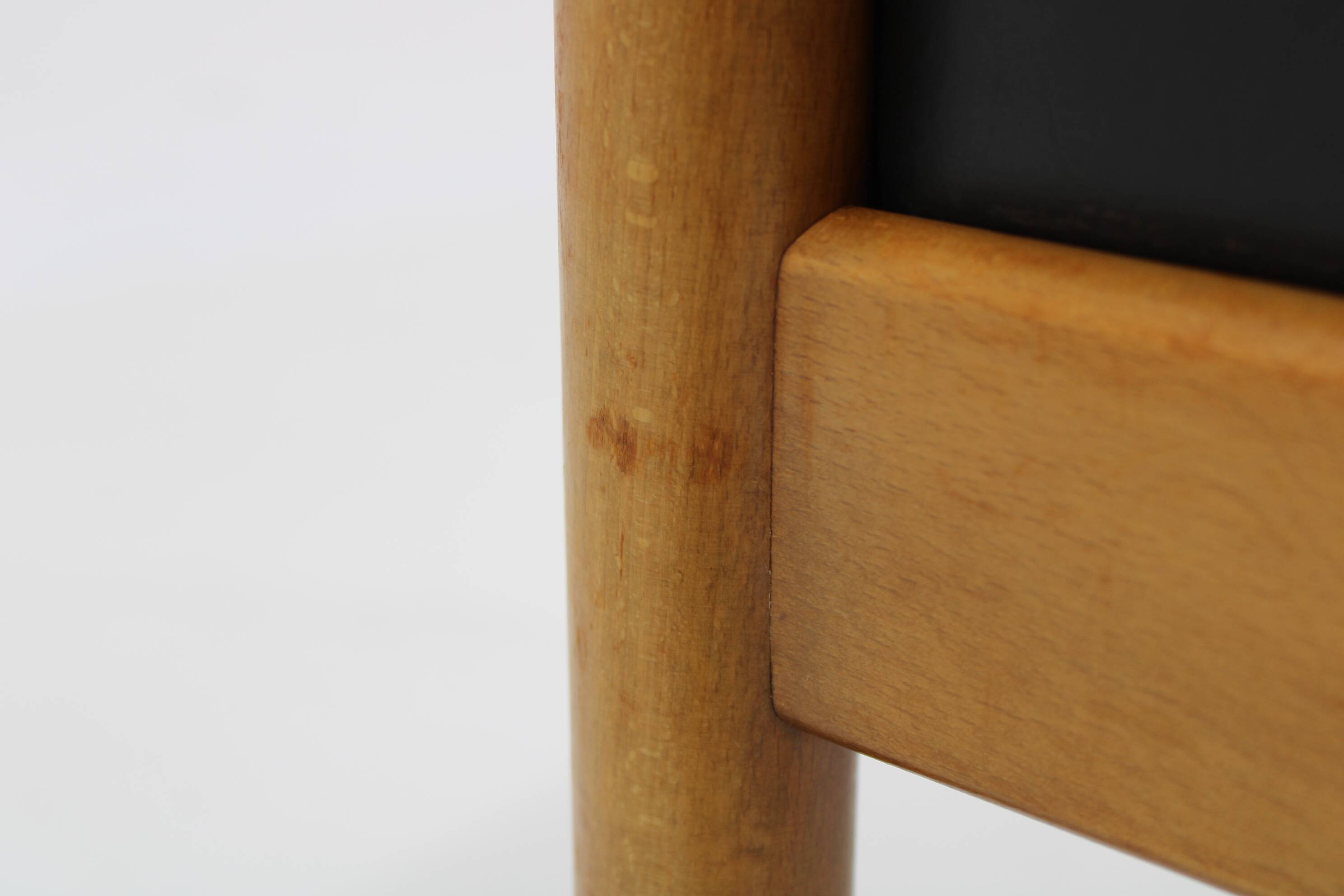 1960s Beech Leather Stool, Denmark