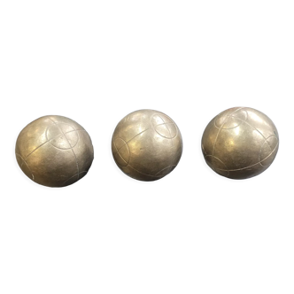 3 bronze petanque balls