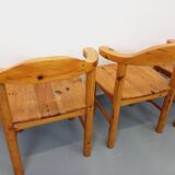 Suite de 4 fauteuils en pin des années 60 70
