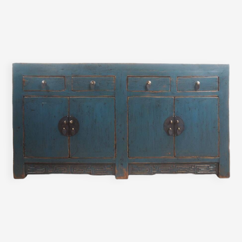 Old Chinese sideboard in blue lacquered wood 160cm (C64.019)