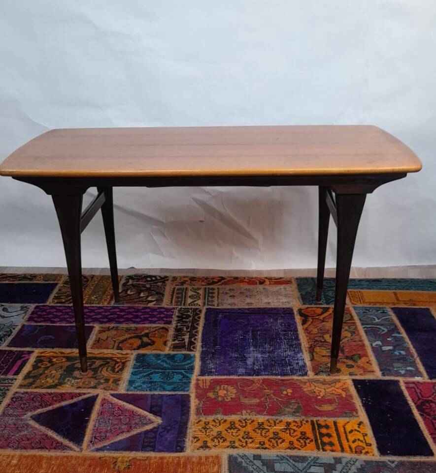 Vintage Scandinavian coffee table in teak and brass – 1960s