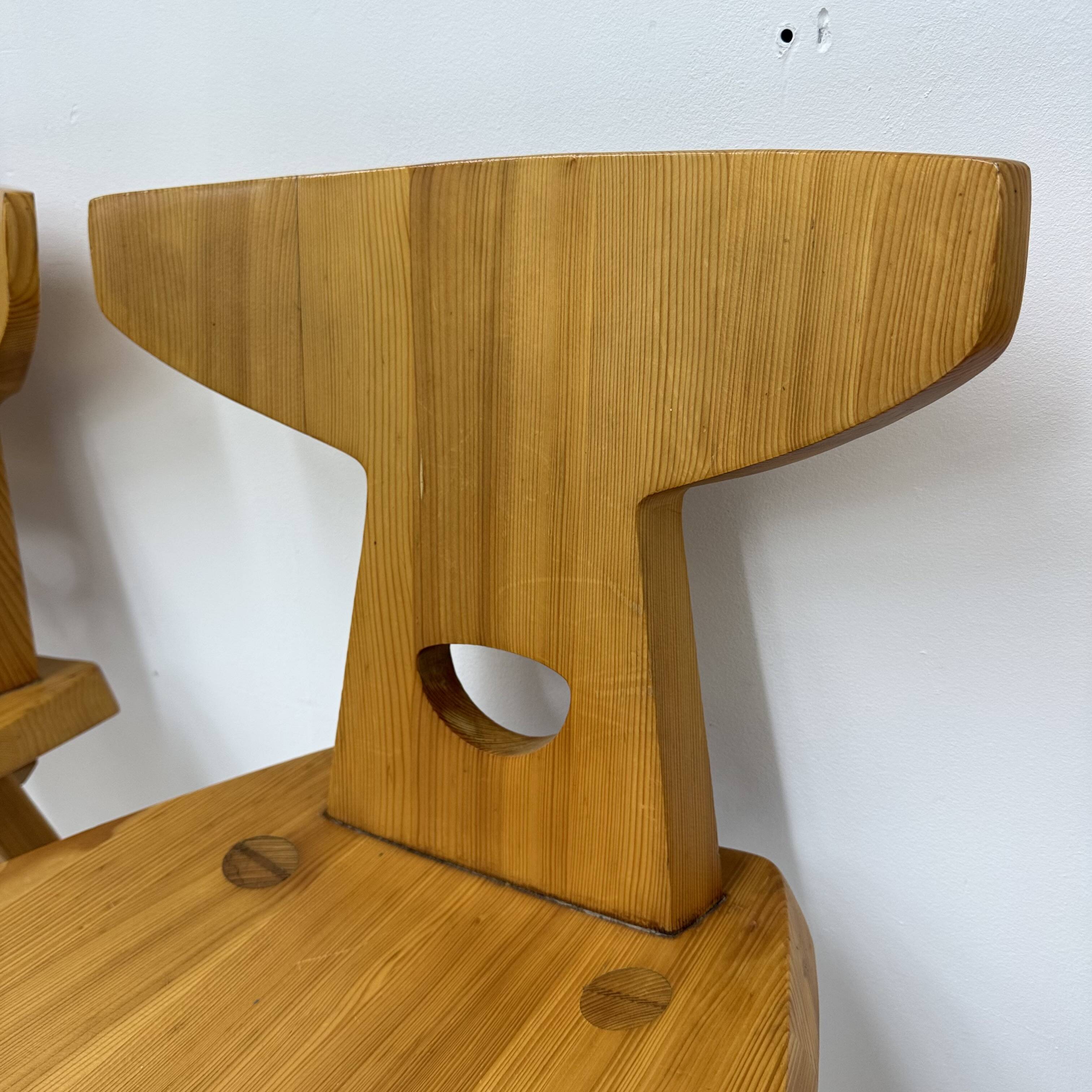 Jacob Kielland-Brandt dining chairs solid pine Denmark , 1960s