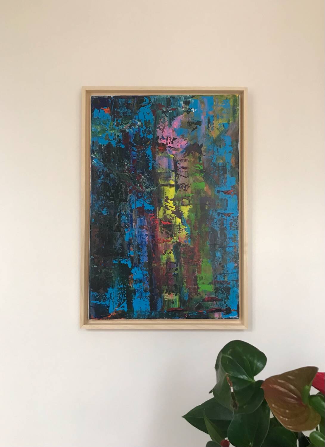 Composition abstraite. Huile sur toile monogrammée
