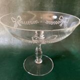 Old compote bowl, standing bezel in engraved crystal circa 1900