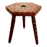 Vintage wooden tripod stool with turned legs