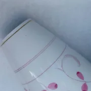 Vintage porcelain vase with Indian painting in purple by Meissen, 1980