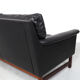 Danish design black leather and teak 3 seater sofa, 1960s