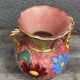 Vase Vallauris rose bonbons décor Floral H 20 cm