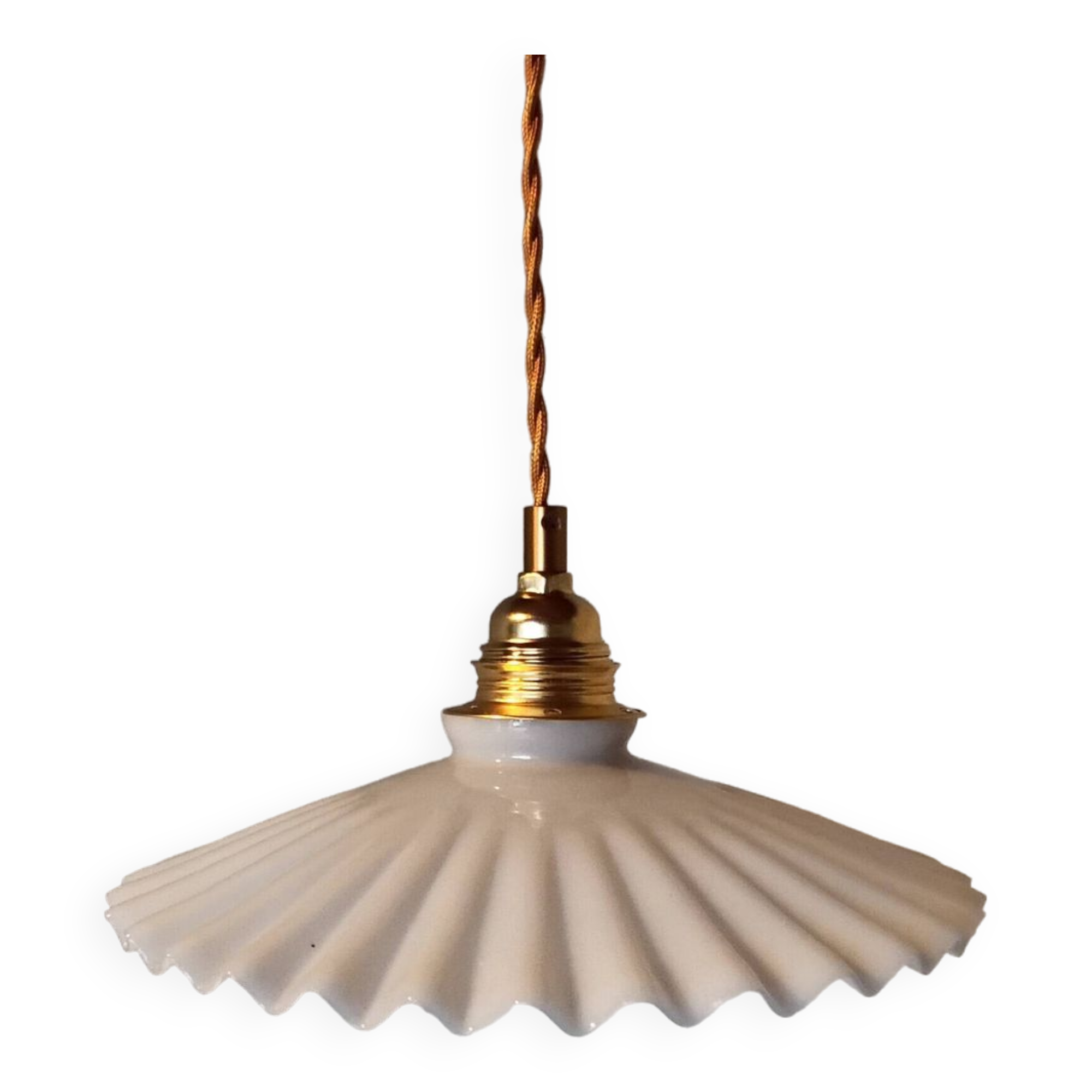 Vintage white opaline pendant light