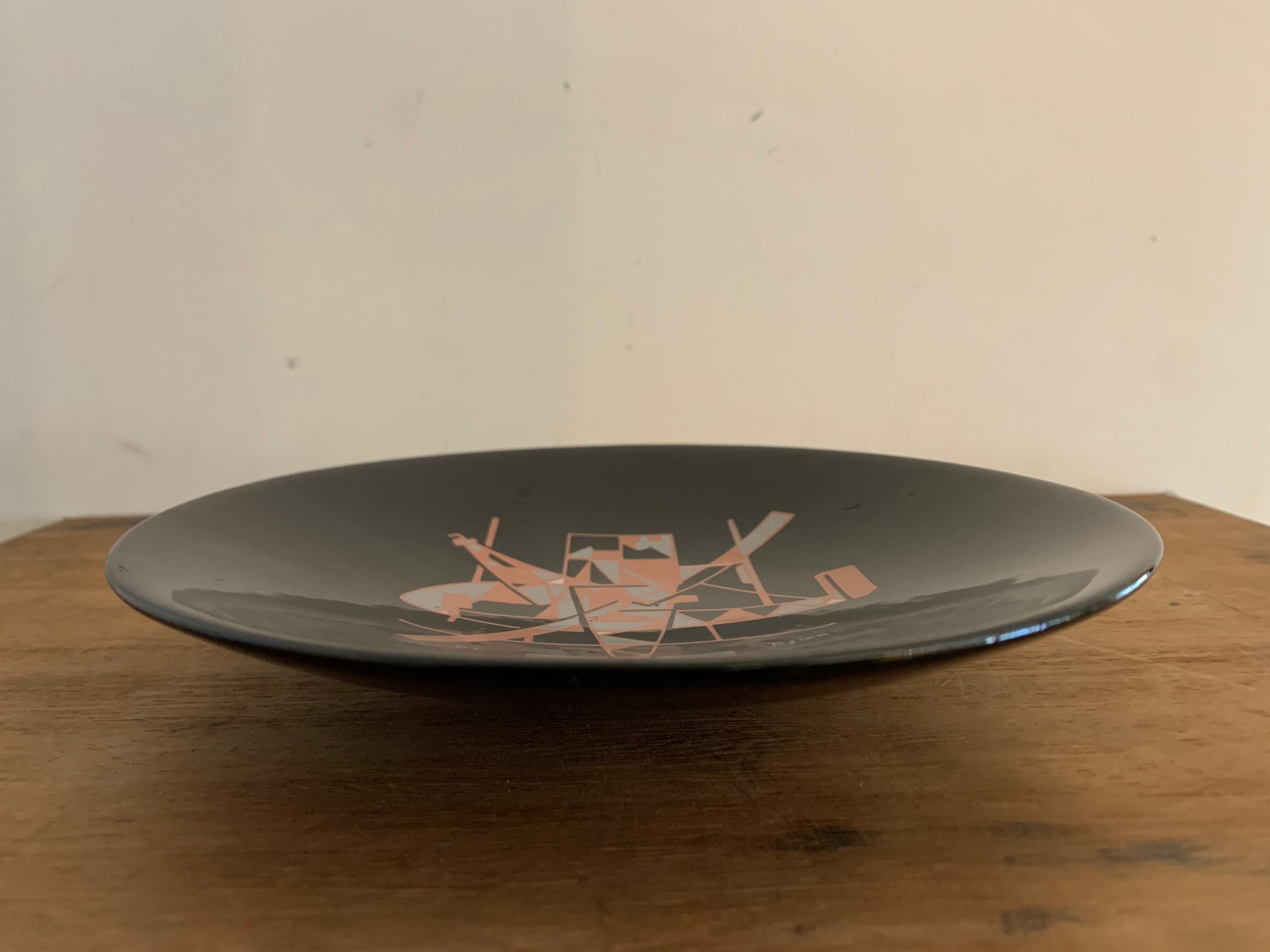 Empty Djinn enamelled black ceramic pockets, helicopter aviation theme