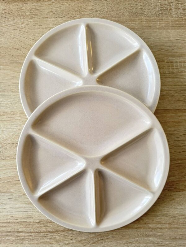 5 assiettes à fondue vintage beige Le Creuset