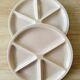 5 vintage beige fondue plates Le Creuset