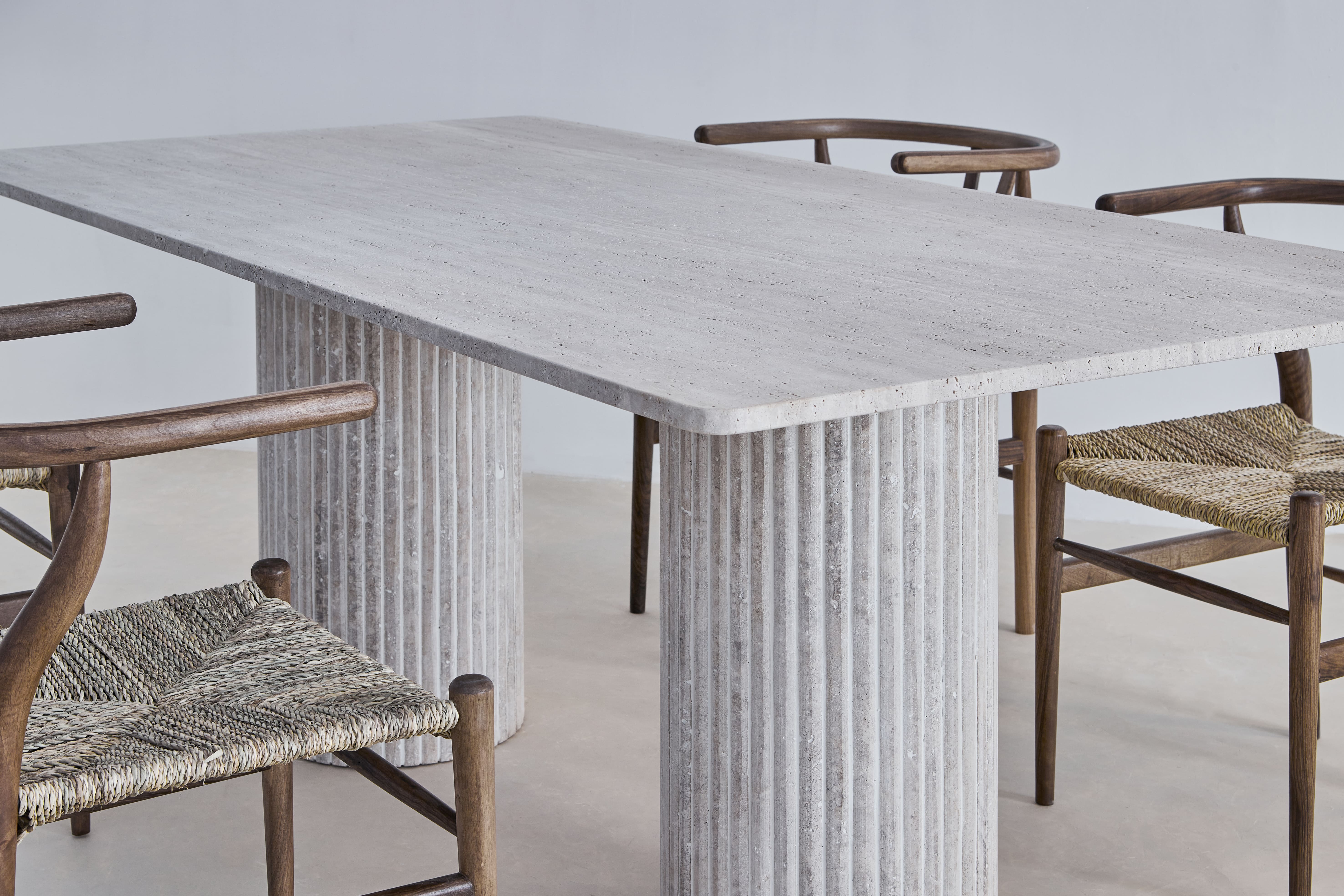 Olympia rectangular dining table - 200x100 - natural travertine