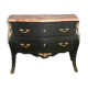 Louis XV style curved black matte commode with gilded bronze ornamentation from the 1950s.