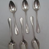 Suite of 6 small silver dessert spoons, medallion decoration