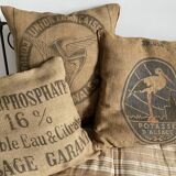 Cushion old hemp canvas "Potash d'Alsace"