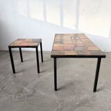 Duo de tables basses en céramique émaillée