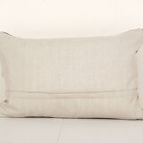 Vintage minimalist style hemp pillow with original details, organic brown wool turkish lumbar