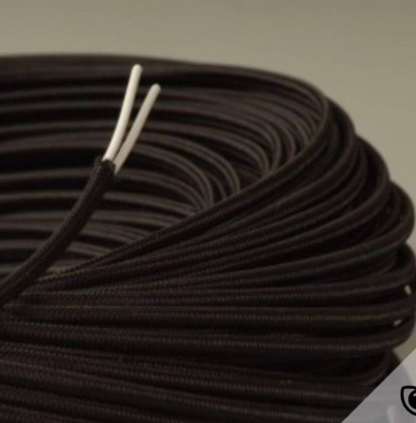 Wooden lamp, fabric cable, cotton lampshade