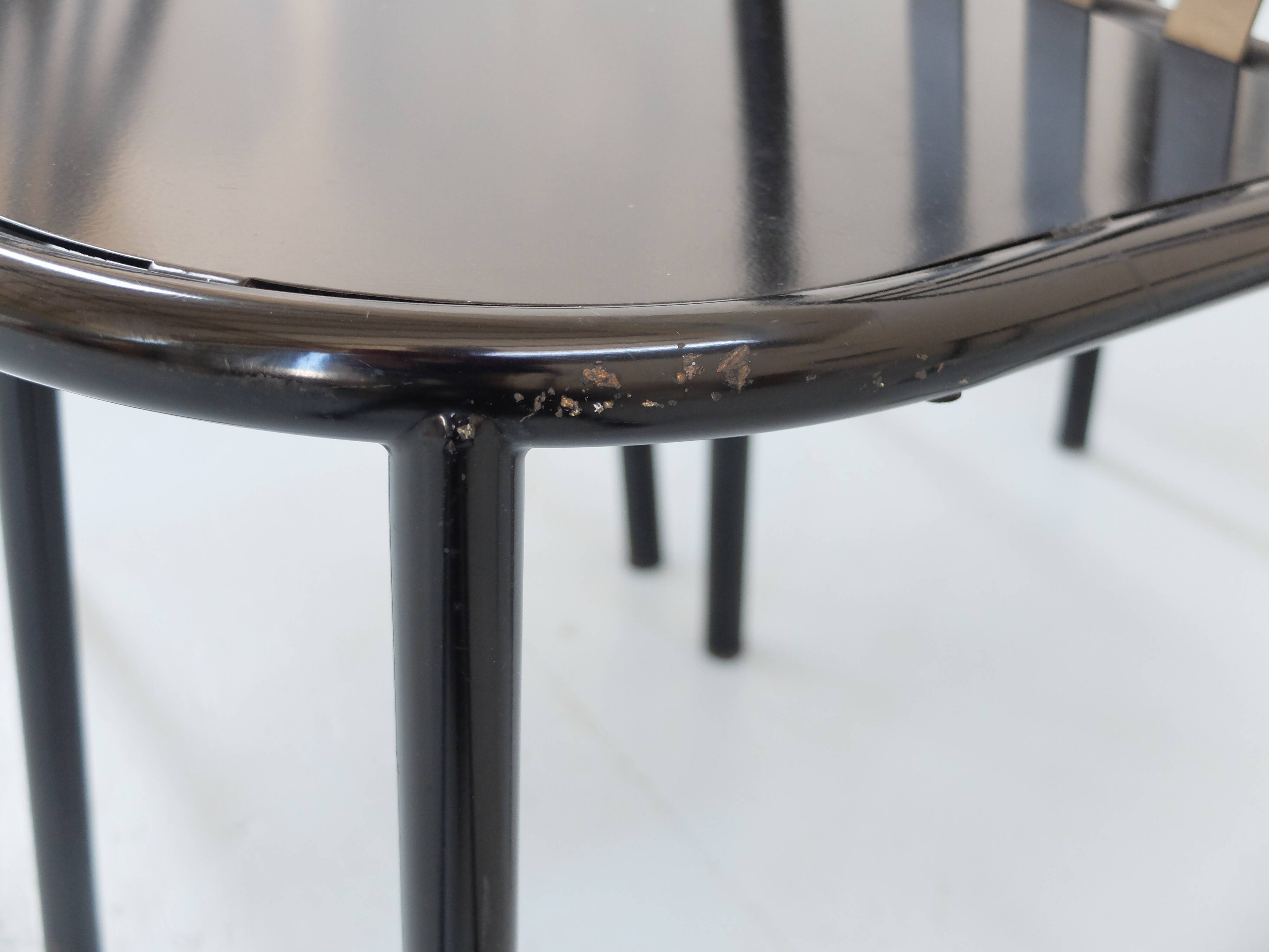 4 robert mallet-stevens black lacquered steel chairs, stamped rms ecart