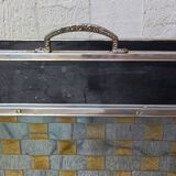 English woven metal magazine rack