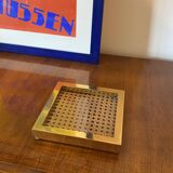 Hollywood regency vide poche, brass and Vienna straw, Italy 1970