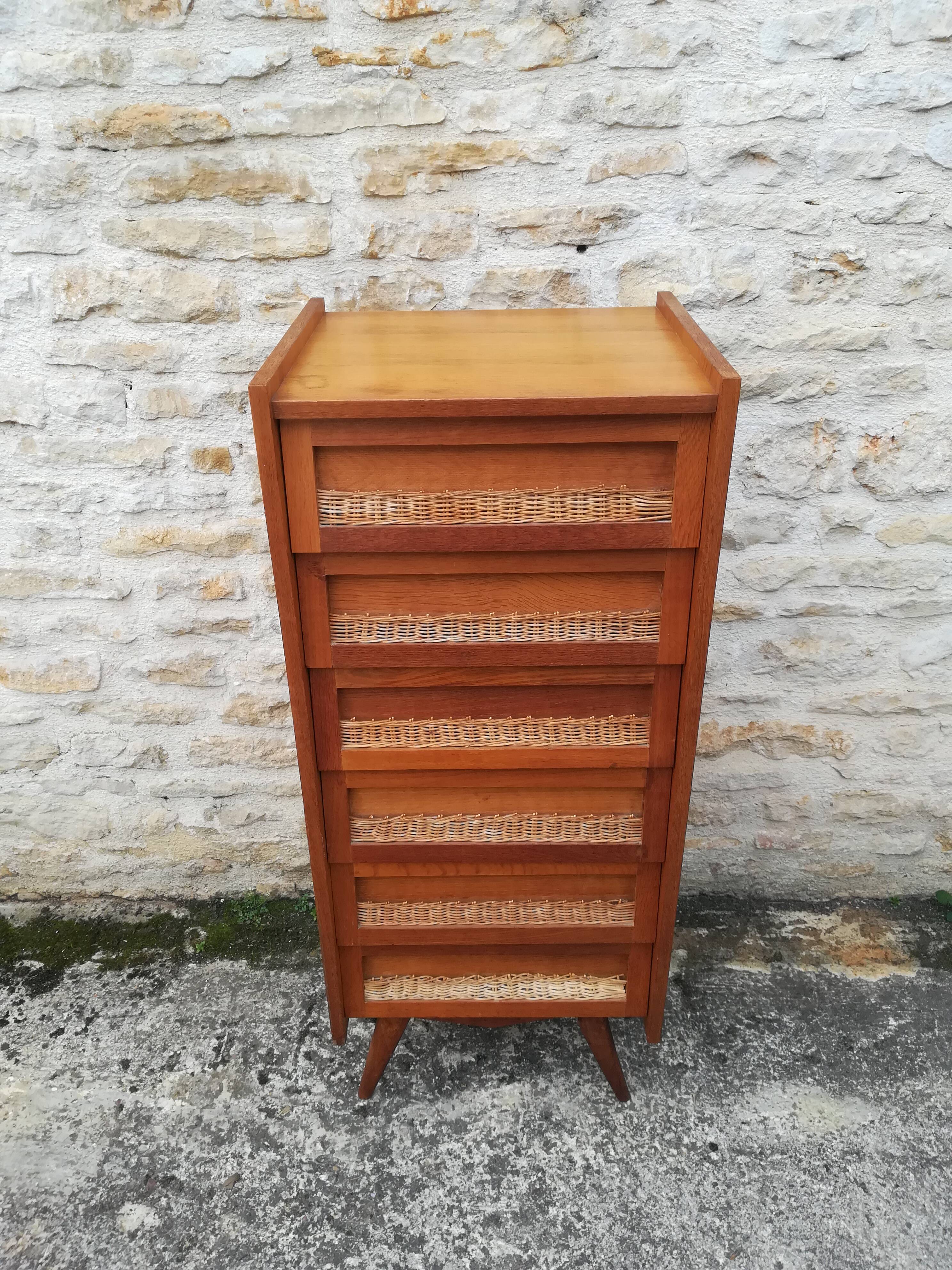 High rattan chest of drawers